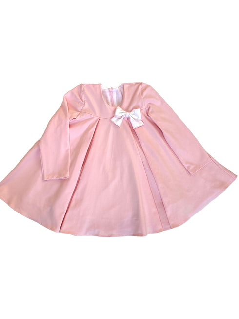Rochie roz din jerse cu funda